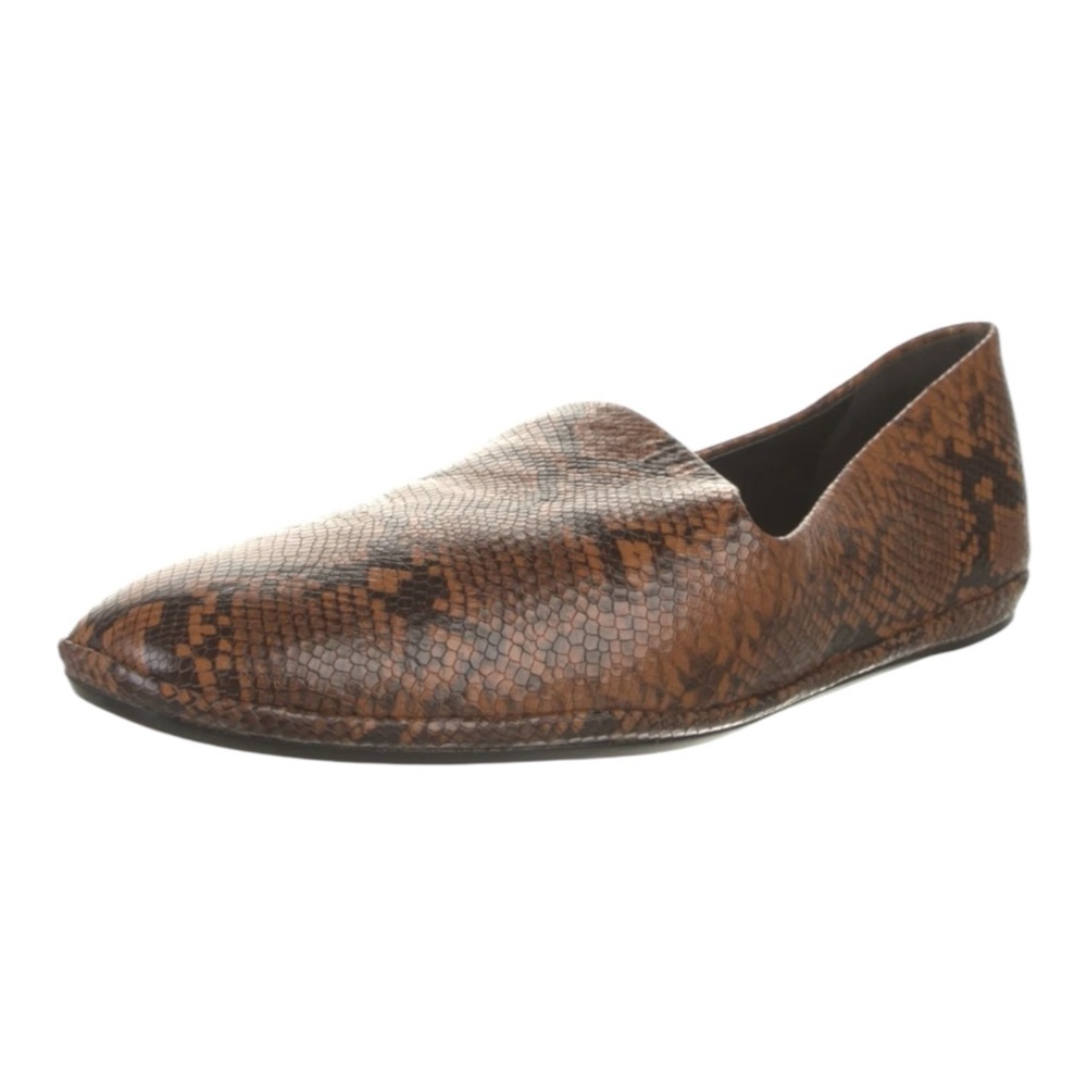 Vince Paz Brown Snakeskin-Print Leather Loafers